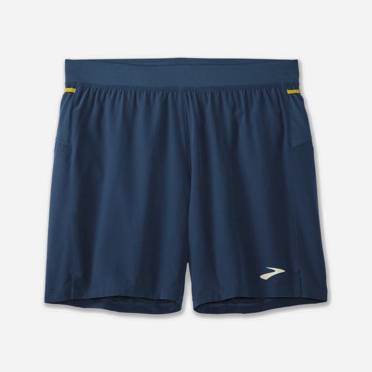 Brooks Sherpa 7 2-In-1 Mens Running Shorts - Indigo Rush/Golden Hour - Philippines (085123ROM)